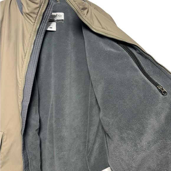 Vintage Columbia Mens Fleece Lined Bomber Nylon Full Zip Jacket Size Large Olive - Picture 3 of 6